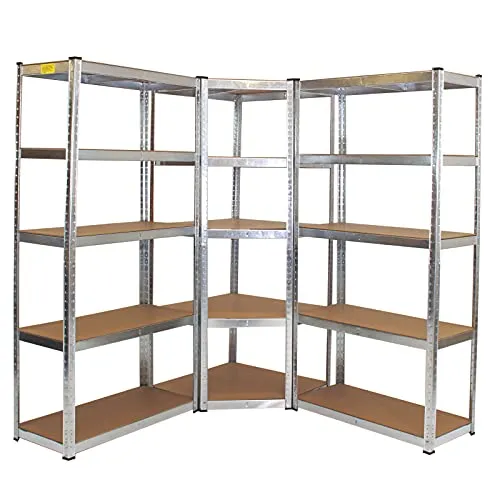 TRUTZHOLM 3-teiliges Regalsystem mit Eckregal und Schwerlastregalen - Lagerregale mit flexiblen Aufbaumöglichkeiten und einer Traglast von bis zu 2625 kg. Ideal für Werkstätten und Garagen, bietet viel Stauraum durch 15 Böden.