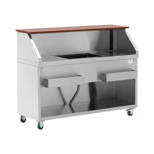Royal Catering Cocktailbar mit Eisbehälter und Flaschenhalter - Barschränke – mobile Cocktailtheke mit integriertem Eisfach und Spülbecken für optimale Arbeitsabläufe und Platz für ca. 10 Flaschen.