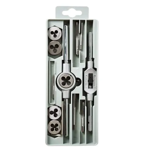 GSR Profi Gewindeschneidsatz, 14-teilig, Gewindebohrer Set M3-M8, Einschnittgewindebohrer & Schneideisen inklusive Zubehör Werkzeug, Für Innengewinde & Außengewinde