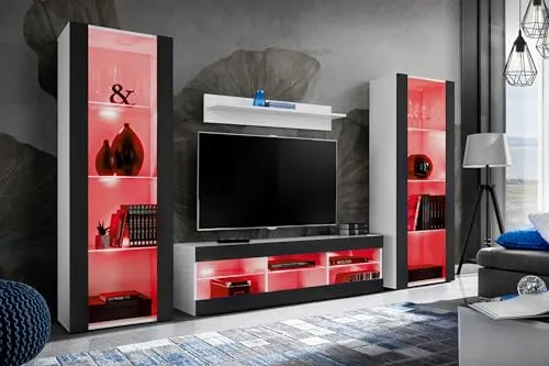 Komodee Wohnwand Tivoli Grande, Schwarz/Weiß von Komodee