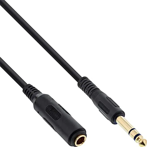 InLine 99975 Kopfhörerverlängerung, 6,3mm Klinke Stecker / Buchse, Stereo, vergoldete Kontakte, 5m