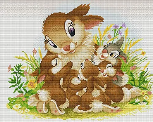 Abillyn Stickerei-Set, Kreuzstich, Kaninchenfamilie, gestempelt mit gedrucktem Muster, Starter-Set (Kaninchen)