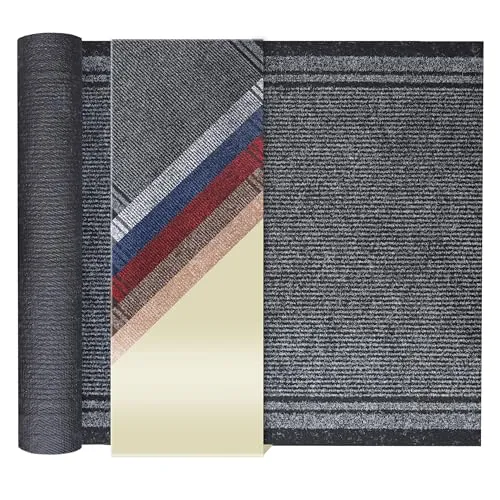 Primaflor Sauberlauf - Malaga, Anthrazit, 0,66m x 5,50m, Rutschfester Schmutzfangläufer Meterware, Schmaler Küchen-Läufer nach Maß, Zuschneidbarer Teppichläufer, Eingangsmatte für Flur und Windfang
