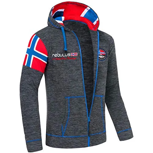 Nebulus Herren Fleecejacke Searcher, warme Fleece Jacke, mit langem Full-Zip Reißverschluss, schwarz-melier - 3XL
