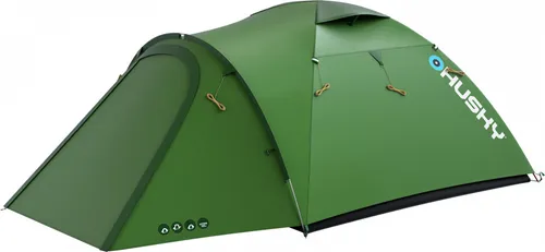 Husky Zelt Baron 3 - ultraleichtes 3-Personen Zelt in Grün - Campingzelt für 3 Personen, extrem leicht mit Duraluminiumkonstruktion und 10.000 mm Wasserdichtigkeit. Ideal für Trekking und Radreisen, bietet Platz für Gepäck und eine geräumige Halle.
