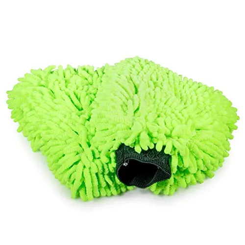Cosey - 2er Pack, Chenille-Reinigungshandschuh, 19x25cm, grün