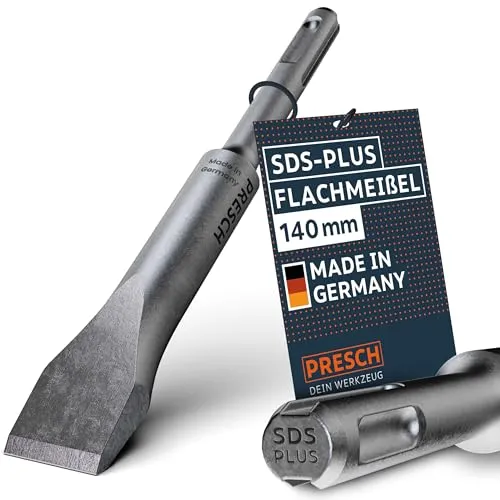 Presch SDS-plus Flachmeißel - Extrem robuste, langlebige 20mm breite Schneidkante - Für alle Abbrucharbeiten (140mm Länge) - Bohrhammer Meißel aus Hochleistungsstahl für kraftvolle Schläge