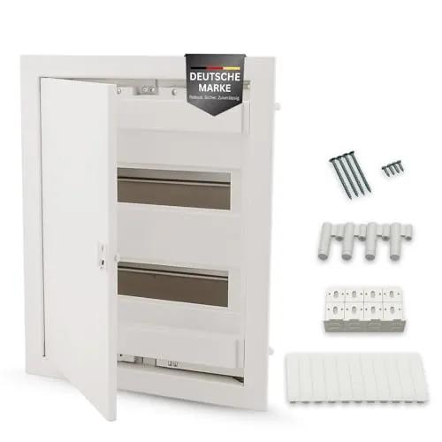 Intratec Sicherungskasten Unterputz IP40 – 24 Module Verteilerkasten mit Metall-Tür - Schaltschränke – Stabiler Unterputzverteiler für 24 Module, ideal für trockene Räume. Schutzart IP40 schützt vor Staub, mit halogenfreien Materialien und sicherem Design.