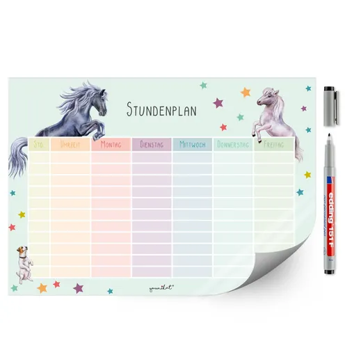 Stundenplan Pferd und Pony I abwischbar I selbstklebender I DIN A4 I dv_1053