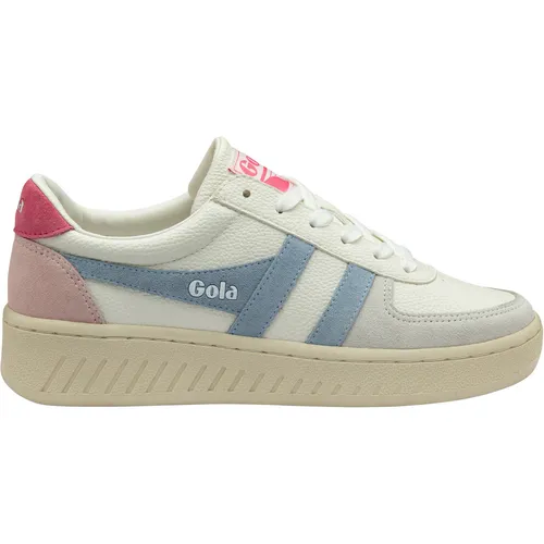 Gola Sneaker Grandslam Trident 2026 – Weiß/Braun/Pink Damen, Größe 37 (US 6) - Trendiger Gola Damen-Sneaker mit Obermaterial aus 85% recyceltem PU und Wildleder-Details, ideal für den klassischen Streetstyle und den alltäglichen Einsatz.