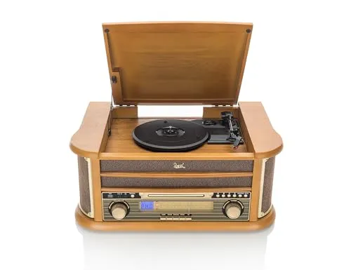 Dual NR 4 Nostalgie Musikanlage - Plattenspieler mit CD-Player, USB und Kassette, ideal für Musikliebhaber mit Retro-Charme