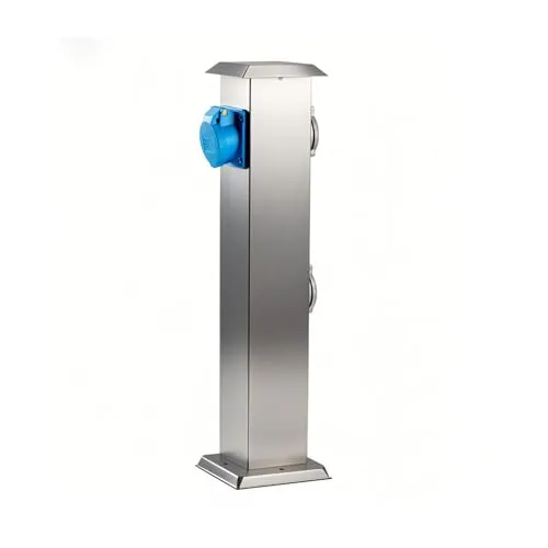 Edelstahl Garten Steckdosensäule IP44 mit 2 Steckdosen und 1 CEE Steckdose 16A - Witterungsbeständige Edelstahl Steckdosensäule für den Außenbereich. Mit IP44 Schutz gegen Spritzwasser und Staub, ideal für Gartengeräte. Modernes Design vereint Funktionalität und Ästhetik.