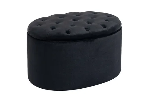 furnicato Sitzbank Schwarz, 71x42x52 cm – Eleganter Hocker mit Stauraum - Elegante ovale Sitzbank mit abnehmbarem Deckel und weichem Stoffbezug. Ideal als zusätzlicher Sitz oder Ablage mit praktischem Stauraum für Bücher und Haushaltswaren.