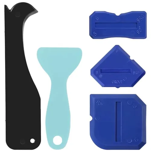 WOLMIK Silikonentferner, 5 Stück Fugenglätter Set, Silikon Caulking Werkzeug Kit, Silikon Schaber Silikonentferner Dichtungswerkzeuge für Küche Bad Boden Fliesen
