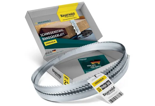 Bayerwald Werkzeuge Uddeholm Bandsägeblatt 3380 x 25 x 0.5 x 6mm - Bandsägeblatt aus hochwertigem schwedischen Stahl, ideal zur präzisen Bearbeitung von Weichholz. In Deutschland geschweißt für höchste Qualität und Langlebigkeit.