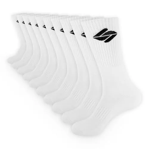 Spitzbub 10 Paar Herrensocken Baumwolle - Schwarz Weiß, Atmungsaktive Sportsocken - Herrensocken aus 80% Baumwolle für höchsten Komfort und Strapazierfähigkeit. Mit integrierter Dämpfung und Mittelfußstütze ideal für Alltag, Freizeit und Sport.