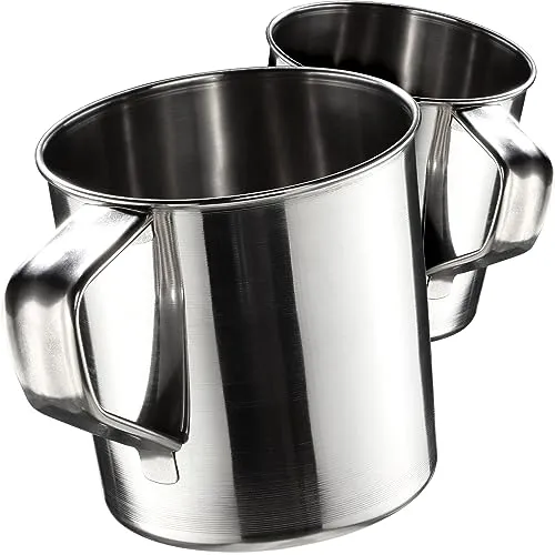 KADAX Edelstahlbecher, widerstandsfähiger Kaffeebecher mit Henkel, bruchsicherer Trinkbecher, Isolierte Tasse, Thermobecher für Kaffee, Tee, Saft und Wasser (10cm / 2 Stück)