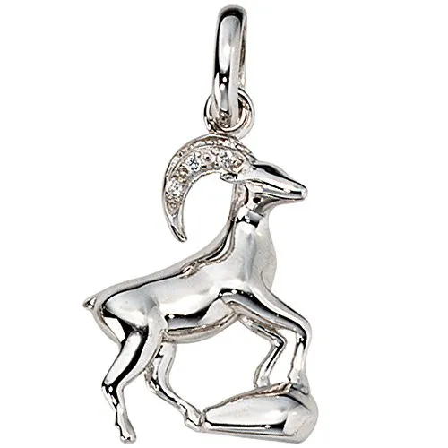 Jobo Sternzeichen-Anhänger Steinbock aus 925 Sterling Silber mit Zirkonia