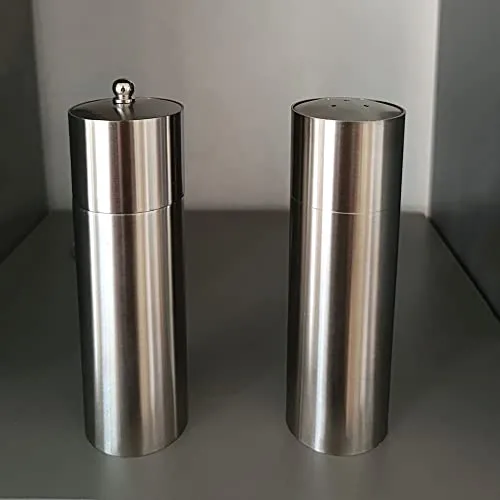 Dapo Edelstahl Salz & Pfeffer-Set H15cm Pfeffermühle Salzmstreuer Geschenk