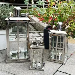 3er Edelstahl Laternen Set  H27/39/52m-mmc8151