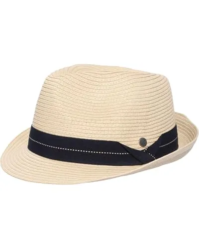 bugatti Herren Trilby Sommerhut 100% Papier | breites Hutband | lässiger Look | Größe 24 x 28 cm Camel - Stilvoller Herren-Trilby von bugatti mit breitem Hutband und Ziernaht. Ideal für warme Tage: perfekter Sommerhut für Freizeit und Strand. Leichtes Material aus 100% Papier für hohen Tragekomfort und eine nachhaltige Wahl.