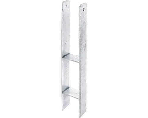 Alberts H-Pfostenanker 6 mm, lichte Breite 91 mm, Höhe 600 mm - Robuster Pfostenanker zum Einbetonieren für stabile Holzkonstruktionen. Ideal für die sichere Verankerung von Zäunen und leichten Bauwerken. Qualität von Alberts für langlebige Projekte.