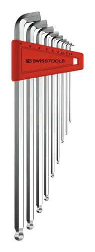 PB Swiss Tools Winkelschraubendreher-Satz 9-teilig, Kugelkopf 100 Grad - Winkelschraubendreher Set mit 9 verschiedenen Größen (1,5-10 mm) für präzises Arbeiten in engen Räumen und optimaler Zugänglichkeit.