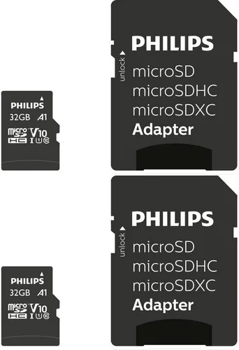 Philips Micro SDHC Karte 32GB Speicherkarte UHS-I U1 Class 10 2er Pack Speicherkarte