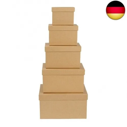 Ideen mit Herz Geschenkboxen mit Deckel | Pappboxen | 5er Set | 5 verschiedene