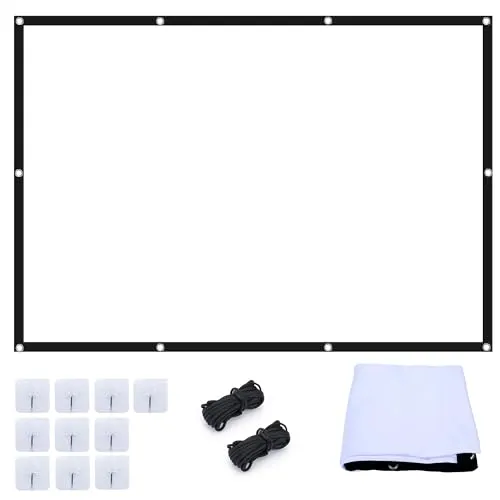 mobumeia Leinwand Beamer Faltbarer 100zoll 16:9 HD Projektor Leinwand | Tragbare Beamer Leinwand mit Haken, Anti-Falten Doppelseitige Projector Screen für Heimkino, Büro, Schule, Treffen, Camping