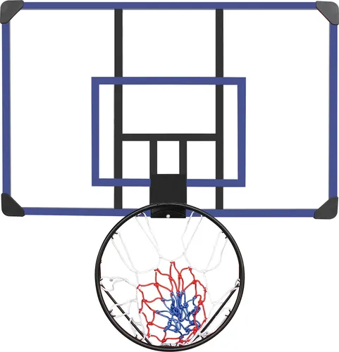 MODFU Wandmontierter Basketballkorb Korb mit bruchsichere Rückwand,für drinnen und draußen,Blau+Schwarz