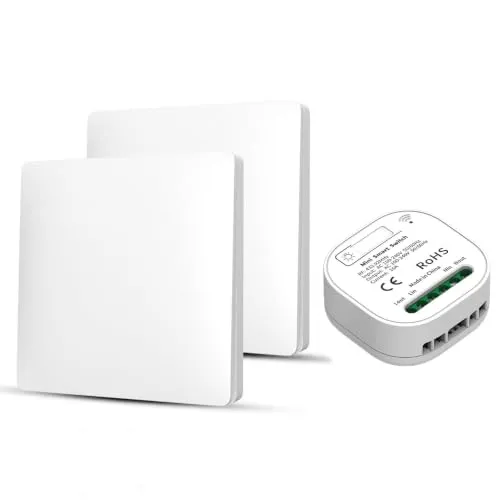 Funk Lichtschalter 230V Funkschalter mit Empfänger Ohne Batterie Set Wireless Smart Switch AC 100-240V Funklichtschalter 10A RF433 Schalter Funk (2 switch + 1 receiver kit)