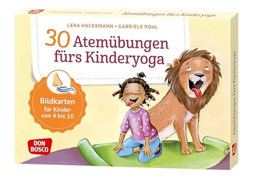 Atemübungen fürs Kinderyoga: Bildkarten für Kinder von 4 bis 10. Entspannung & Konzentration bei Kindern spielerisch fördern: Yoga-Atemübungen für ... und innere Balance. 30 Ideen auf Bildkarten) 30