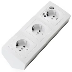 McPower Tischsteckdose Flair, mit 0,15m Kabel, 3x Schutzkontakt, 2x USB-A, in weiß