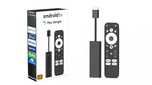 Necessitys Android TV Streaming Stick 4K Ultra HD, Hey Google Sprachsteuerung, HDMI Dongle mit Netflix & Disney+ Tasten, 16GB Speicher