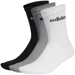 adidas Unisex Kids Linear Crew Cushioned Socks 3 Pairs, Medium Grey Heather/White/Black, 6-7 Years