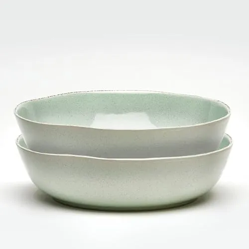 Van Well | URBAN Salatsch.29,5 cm grün 2er Set - Steinzeug Steinzeug große Schüssel für Obst Gemüse und zum Servieren, große Bowl