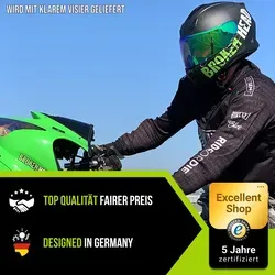 Broken Head Racing-Helm BeProud Light Carbon Grün - Limited Edition - Leichter Integralhelm aus Carbon in Größe S (55-56 cm) für Rennen und Straße. Mit antibeschlag Visier, Bluetooth-Vorbereitung und atmungsaktiver Innenausstattung für optimalen Komfort.