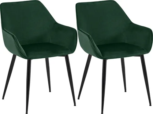 DELUKE 2er Set Esszimmerstuhl HORID Samt Grün, 52x63x82cm