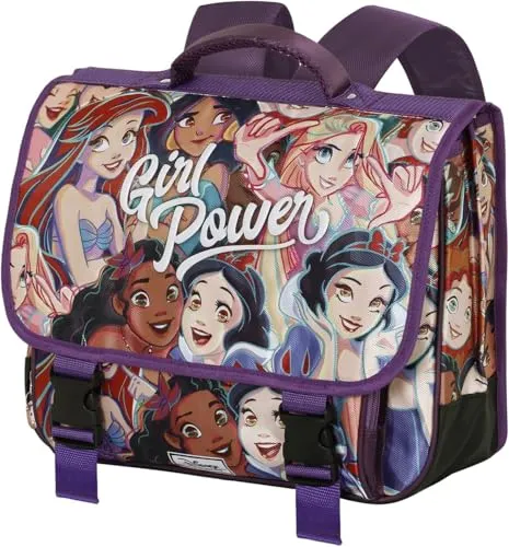 Disney Prinzessinnen Girl Power-Cartable Rucksack 2.0 - Tagesrucksäcke mit reflektierenden Sicherheitsplatten, ideal für kleine Prinzessinnen, bietet ausreichend Stauraum und praktische Trennwand für Schulutensilien.