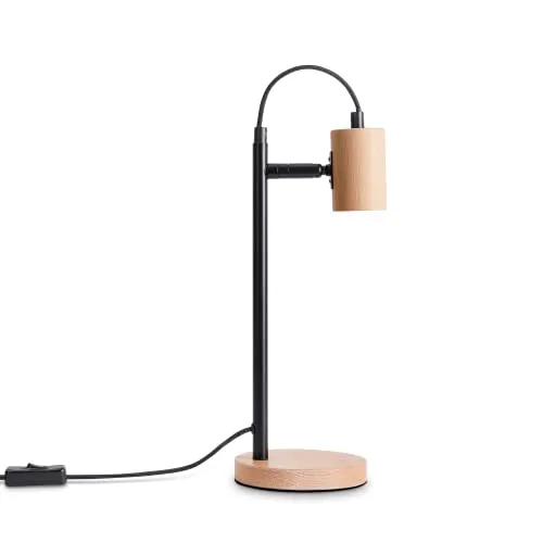 Paco Home Tischlampe Minimalistisch Skandinavisch - Tischlampe im minimalistischen Skandi-Stil, gefertigt aus robustem Stahl und edlem Holz, ideal für Büro und Schlafzimmer.