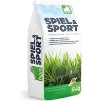 5kg Rasensamen Sport und Spiel schnellkeimend - Gräsersamen & -pflanzen, ideal für Neuansaat und Nachsaat mit strapazierfähiger Mischung für dichten, tiefgrünen Rasen, der Unkrautwuchs hemmt und pflegeleicht ist.