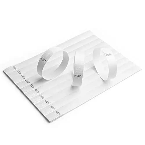 Papier-Armbänder aus Tyvek, 19 mm für Events, Festivals, reißfest, in 12 Farben erhältlich 19mm (weiß) 100