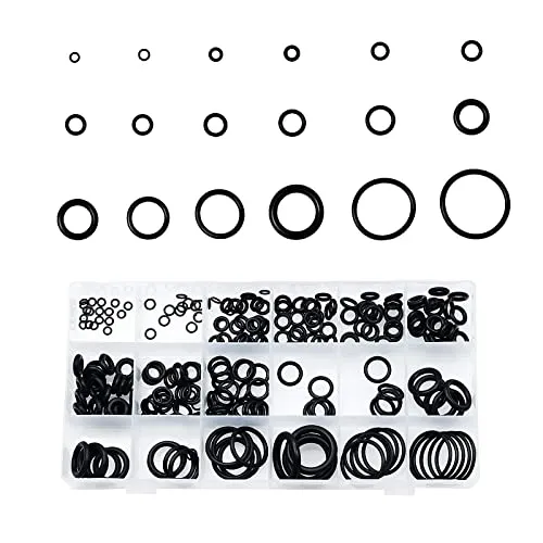 HUAZIZ 225 Stück 18 Größe O-Ring Dichtungsring Set, 3mm-22mm Dichtringe Gummi, Schwarz Dichtungsringe Set O Ringe Sortiment, Gummi Dichtungen Ringe, Hydraulic Plumbing Dichtungen Dichtungssatz
