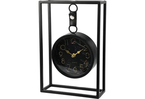 Tischuhr Schrankuhr aus Metall schwarz 20,5x7,5x30 cm - Elegante Tischuhr aus Metall in Schwarz, ideal für stilvolle Akzente in jedem Raum. Mit 2 Jahren Herstellergarantie.