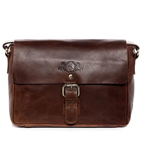 SID & VAIN Messenger Bag YALE - Echt Leder Umhängetasche - Hochwertige Messenger Bag aus braunem Leder, handgefertigt mit verstellbarem Schultergurt für optimalen Tragekomfort. Ideal für Herren und Damen, perfekt für den Alltag.