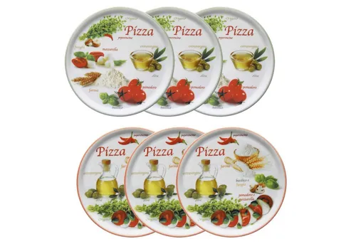 MamboCat Pizzateller 6er Set Napoli Green & Red Ø 32 cm - Pizzateller aus hochwertigem Porzellan, ideal für italienische Abende und das Servieren von köstlichen Pizzen.