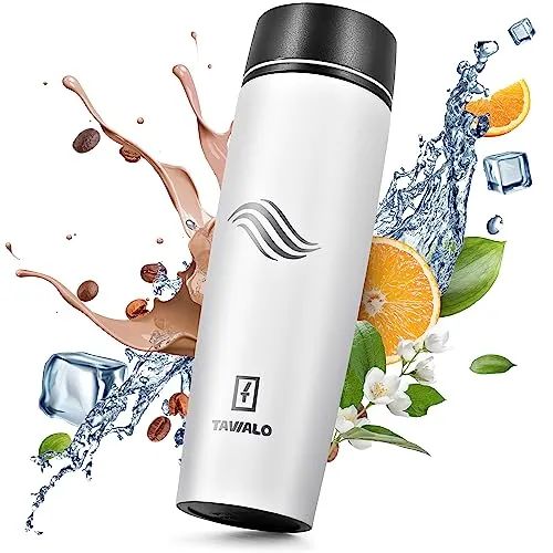 Tavialo Thermobecher 460ml Travel Mug schneeweiß matt Inox Edelstahl, Kaffeebecher/Isolierbecher Pulverbeschichtung