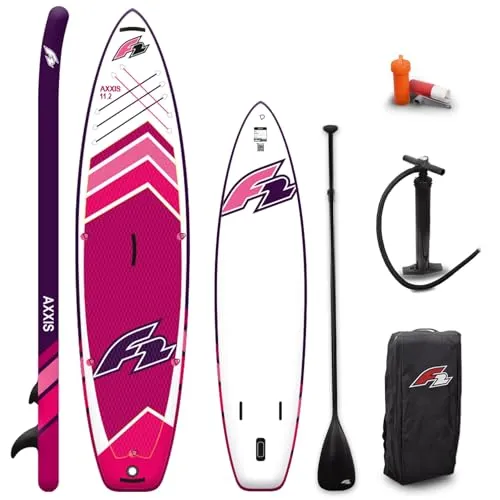 F2 Stand up Paddle Board AXXIS - Damen SUP 10,2 Pink 2024/2025 - Stylisches Damen SUP in Pink mit stabiler 6-Zoll-Dropstitch-Konstruktion, rutschfester Oberfläche und flexiblem Finnenanpassung – Komplettset für jedes SUP-Abenteuer.
