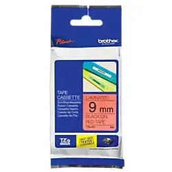 Brother TZe-421 Authentic Schriftband Selbstklebend Schwarzer Druck auf Red 9 mm x 8m